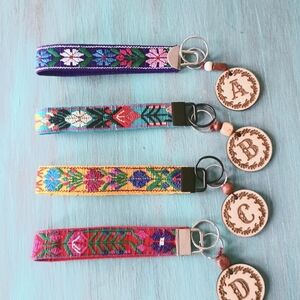 Boho floral wristlet keychain